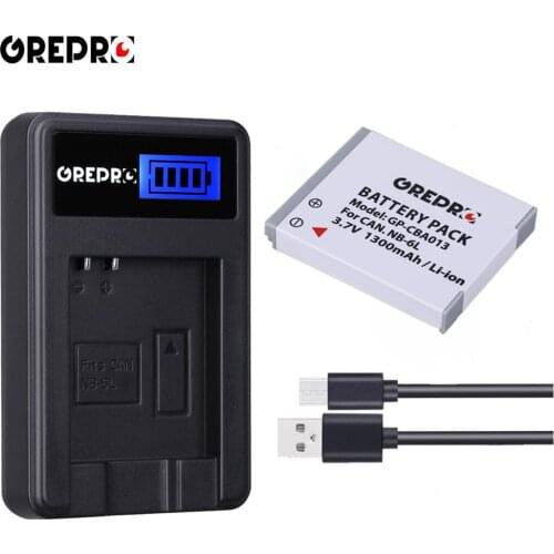 1300mAh NB-6L NB-6LH NB 6L Battery + LCD USB Charger for Canon 105IS 200IS 210IS 300HS 310HS 85IS 95IS S90 S95 SX240HS SX260HS