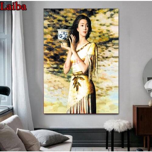 Pottery Girl Diamond Painting Oriental women DIY 5D Diamond Embroidery Sale Full Set Rhinestone Cross Stitch Home Decor