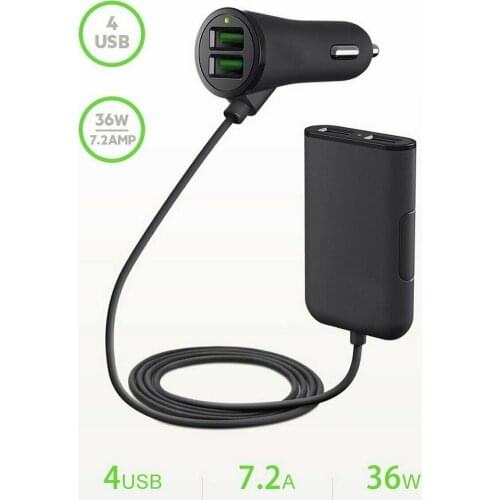 QC3.0 4 Port USB Car Charger Front/Back Seat Adapter Universal Multi USB Passenger Fast Charging Car Charger For IPhone GPS