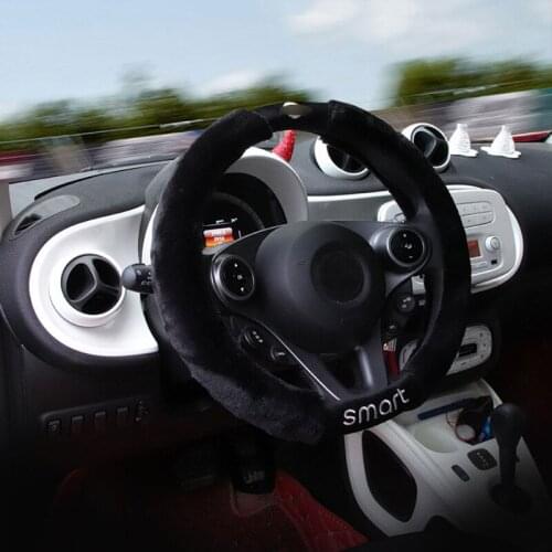 Car plush winter steering wheel cover keeps warm and non-slip For Mercedes-Benz smart 450 451 453 fortwo forfour