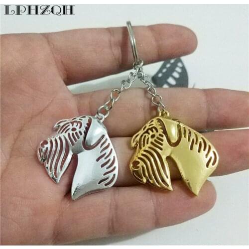 LPHZQH Fashion Giant Schnauzer Dog Keychain Women Bag Cars Keyring Cute Animal Pendant Trendy Metal Key Ring Charm Jewelery Gift