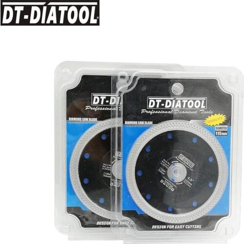 DT-DIATOOL 2pieces Dia 4.5"/115mm Dry Wet Diamond Superthin Saw Blades X Mesh turbo rim segment Cutting Disc for Angle Grinder