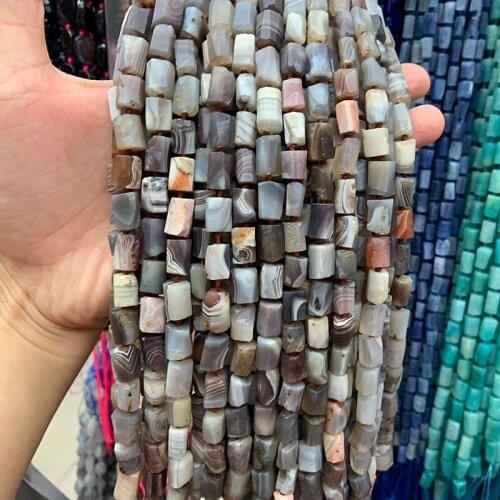 8x11mm Natural Brown Botswana Agates Stone Beads 38cm Tube Column Spacer DIY Loose Beads For Jewelry Making Beads Accessories