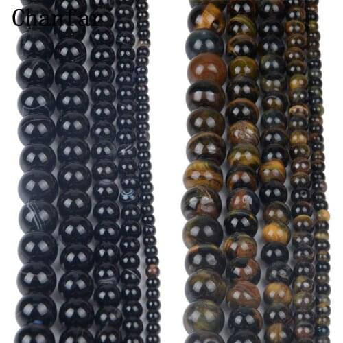 Chanfar Tiger Eye Yellow Blue Black Line Natural Stone Beads For Bracelets Necklace Fashion Jewelry Making