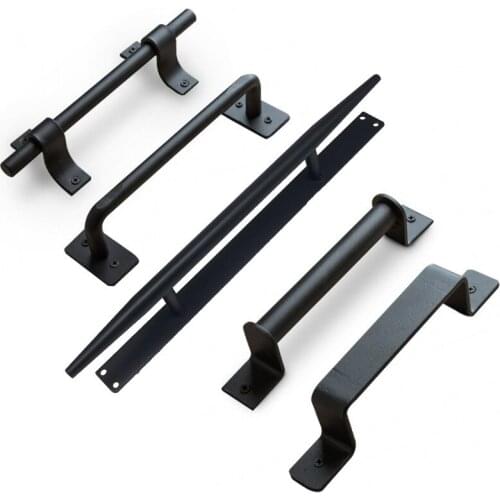 Black carbon steel Sliding Barn Door Pull Handle Sliding Closet Gate Cabinet Door Handle