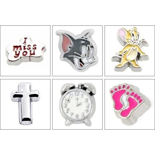 Diylocket 10PCS/lot Mix Style Zinc Alloy Floating charms Fit Glass Floating lockets Pendant LSFC100-720