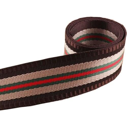 38MM Brown Striped Webbing Soft Smooth Purse Strap Purse Bag Webbing Bag Woven Belt Camera Strap Canvas belt supplies-1.5"