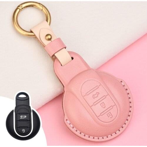 Leather Car Key Case Cover for BMW MINI COOPER S ONE JCW F54 F55 F56 F57 F60 CLUBMAN COUNTRYMAN Accessories Keychain