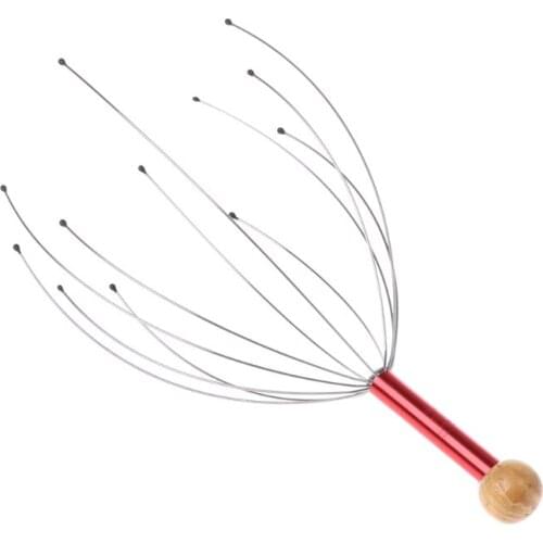 Lots Of Head Neck Scalp Massager Massage Equipment Stress Relax With Wood Handle