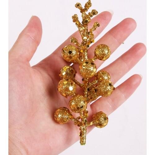 Mini Fake Fruit Artificial Glitter Berries Pomegranate Red Cherry Bouquet Stamen Christmas Tree Decorative DIY Garland Access