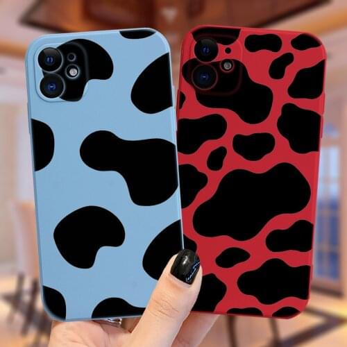 Fashion Luxury White Black Cow Milk Symbol Silicone Phone Case For iPhone 11 12 Pro XS MAX XR 7 8 Plus 12Mini Candy Soft Cover