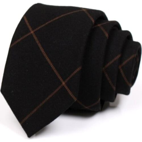 Mens Black Plaid Tie 6CM Slim Ties High Quality Fashion Skinny Neck Tie for Men Business Suit Great For Party Work Gift Box