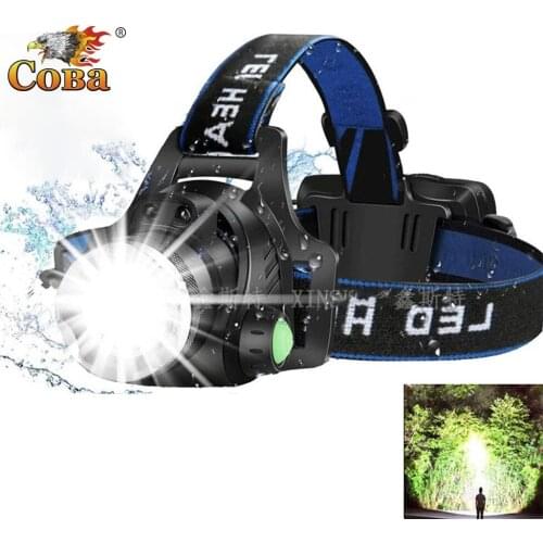 Coba Powerful LED Induction Headlamp T6 Telescopic Zoom Long-Range USB Charging Focusing Strong Light Flashlight Hunting Fishing