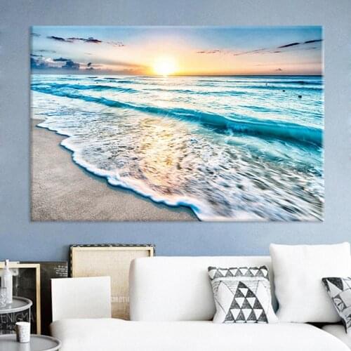 Sea Sunrise Beach Landscape Tapestry Frameless Wall Painting Home Decoration
