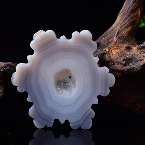 Natural Agate Slices Geode Polished Slab Hole Snow flakee Crystal Quartz Ornaments Agate Specimen Healing Stone Dreamlike Gifts