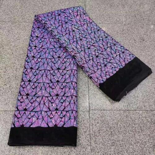 Nigerian Sequins velvet Lace Fabrics 2020 Purple High Quality African Lace Fabric Wedding French Tulle Lace For Evening Dress