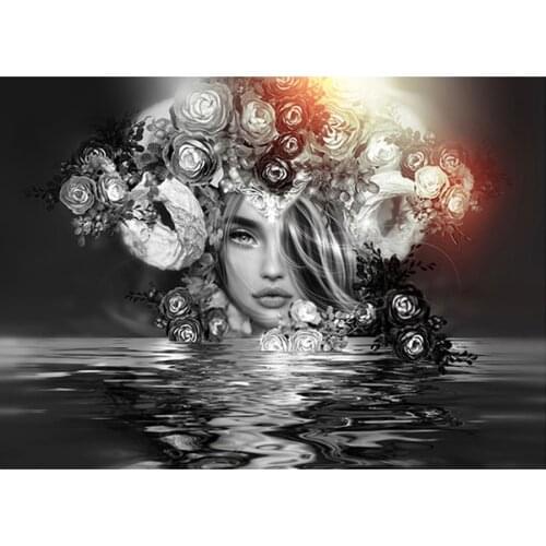 New AB diamond diamond embroidery, dream woman rose diamond painting white black art cross stitch, 5D DIY square diamond mosaic