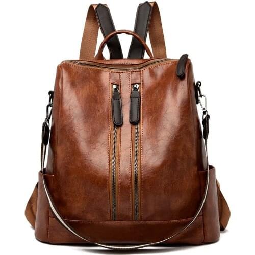 2021 New High Quality Leather Backpacks Casual Shoulder Bags Ladies Travel Bag Rucksack Back Pack School Bags For Girls Mochila