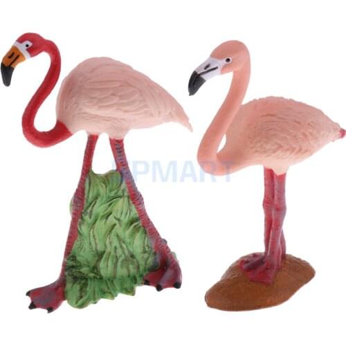 2pcs Realistic Wildlife Animal Flamingo Model Figurine Nature Educational Toy Home Decoration Xmas Gifts