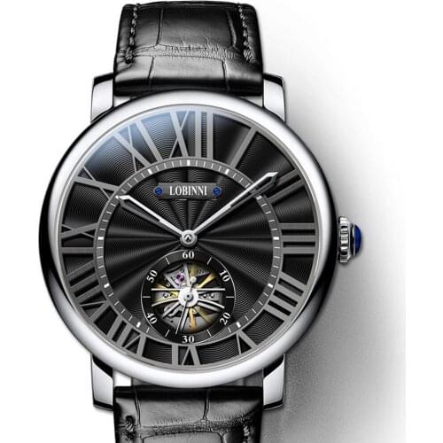 Luxury men wrist watch,mens automatic watches LOBINNI Switzerland mechanical wristwatch skeleton waterproof clock sapphire reloj