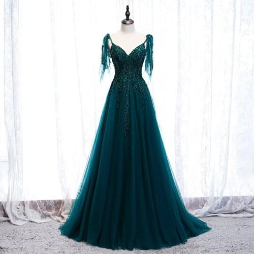 Sexy Evening Dress Backless Beading Top Sweep Train Long Prom Gowns 2021 New Arrival