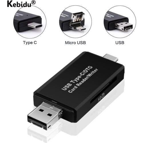 SD Card Reader USB C Card Reader 3 In 1 USB 2.0 TF/Mirco SD Smart Memory Card Reader Type C OTG Flash Drive Cardreader Adapter