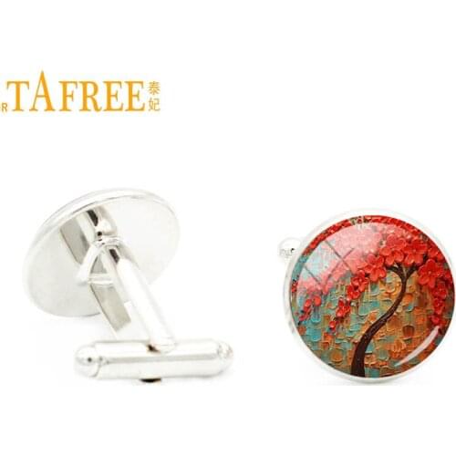 TAFREE vintage elegant charming flower wedding cufflinks groom groomsman men jewelry Wintersweet Cherry Blossom cuff links A797