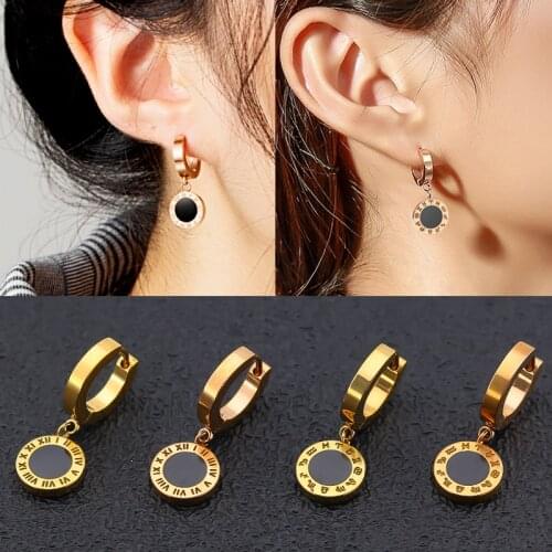 Vintage Earring Circle Roman Numerals In Cartilage Hoop Eearrings Stainless Steel Earring For Women Small Circle Gold Earrings