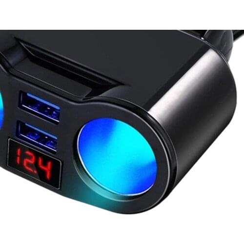 DC 12V Vehicle Cigarette Lighter Adapter Charger 2-Way Dual Plug 5V 3.1A Supplies for Phones Bluetooth Headset Digital Products