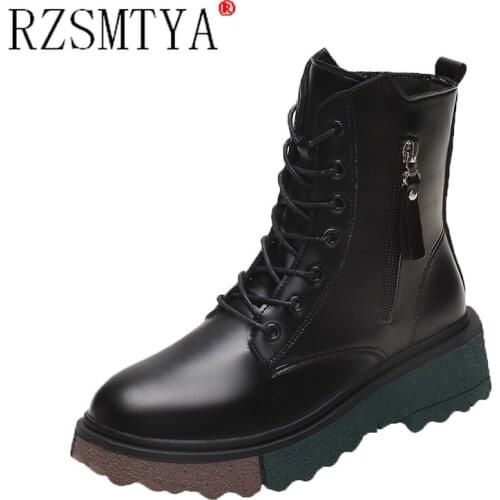 Women Motorcycle Boots Ankle Ladies Fashion Winter Square Heel Shoes Buckle Zip Concise Female Casual WaterProof Footwear