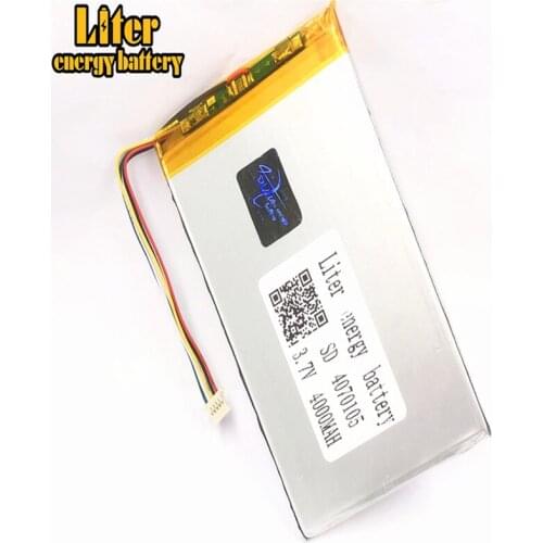 1.0MM 5pin connector 4070105 Wholesale price 3.7v 4000mah lipo battery in rechargeable Batteries Tablet PC