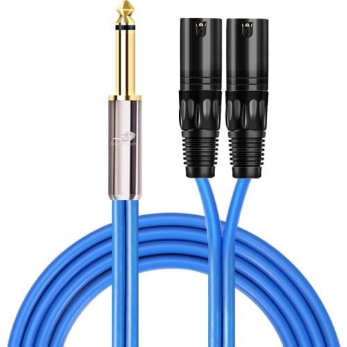 1/4'' TS Mono 6.35mm Jack to Dual XLR 3 Pin Male Audio Cable for Mixer Guitar Amplifier Synthesizer Splitter Y Shielded Cords