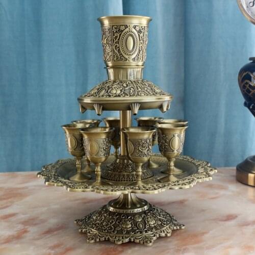 12PCS/Set Zinc Alloy Metal Wine Set Rose Carving Beer Whiskey Decanter For Decorative Wine Decanter Set JJ061