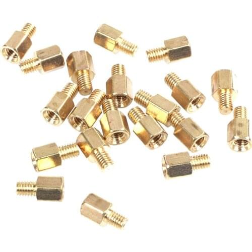 20 Pcs PC PCB Mainboard Spacer Hexagonal Brass M3 * 5 + 4 Mm