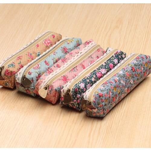 2018 Mini Retro Flower Floral Lace Case,storage bag school supplies Cosmetic Makeup Bag Zipper Pouch Purse, estojo escolar