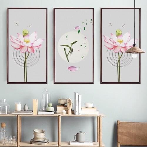 3D Lotus Wall Sticker Home Decoration Living Room Sofa TV Backdrop Decor Frame Painting Wall Decal Self Adhesive Poster