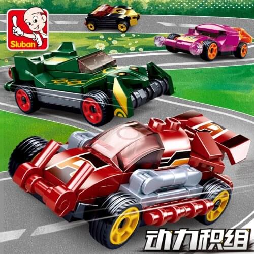 407PCS S Luban 0801 Power Product Group Pull Back Racing Suit Boy Small Particles Assembled Building Blocks Assembled Toy Gift
