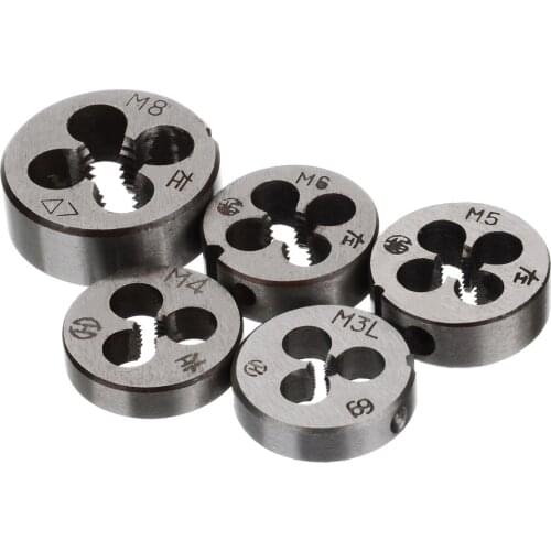5pcs Alloy Steel Metric Lathe Engineer Mold Machining Left-hand Thread Tool Pipe Thread Die Hand Tool Set M3 M4 M5 M6 M8