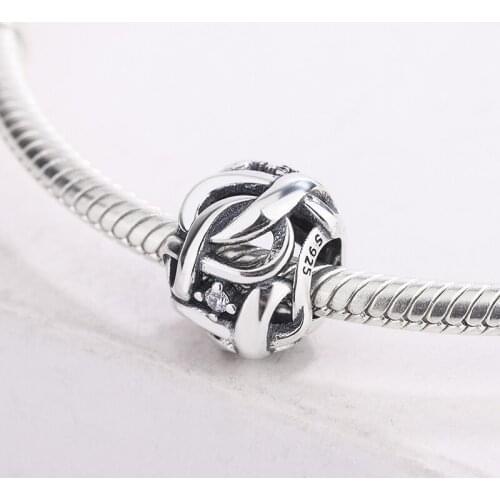 925 Sterling Silver Woven Infinity Openwork Pendant Charm Bracelet DIY Jewelry Making For Original Pandora Accessories