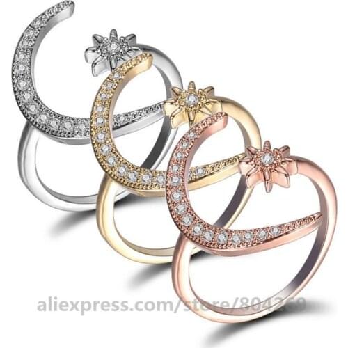 Brand New Fashion Jewelry Women Crescent Alloy Crystal Finger Ring New Arrival Ring Women Dress Accessoried Hot Sales