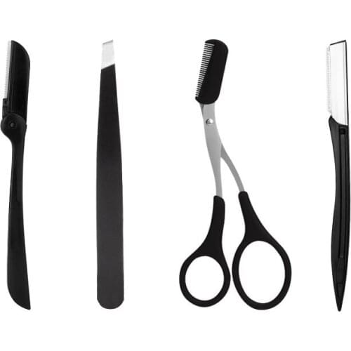 Eyebrow Trimmer Razor Female Makeup Tools Set Eyebrow Tweezers Clip Eye Brow Comb Blade Hair Removal Womens Shaver Epilator