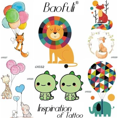 Baofuli Colorful Flash Dinosaur Tiger Temporary Tattoo Painting Art Tattoo Cartoon Fake Tattoo Animal Waterproof Body Arm Hand