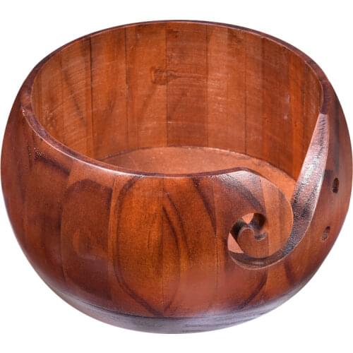 Handmade Wooden Yarn Bowl Premium Round Wool Storage Bowl Wooden Yarn Storage Bowl Organizer Sewing Supplies