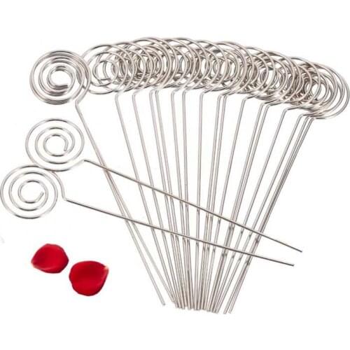 50pcs Photo Clip Holders Silver DIY Craft Metal Round DIY Craft Wire Shelf Clip Picture Memo Paper Note Display Clip Holders