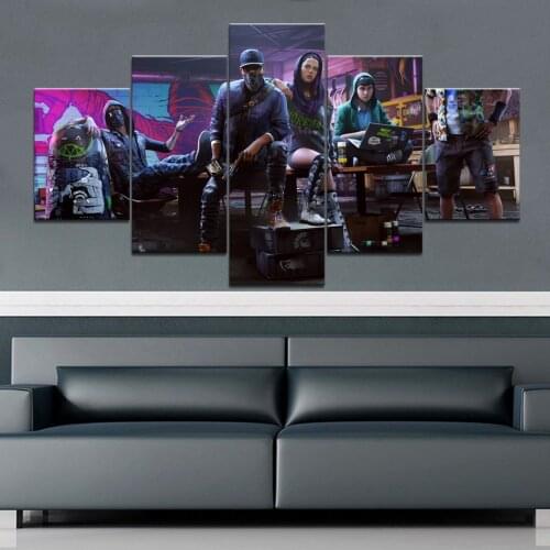 Home Decor 5 Piece HD Watch Dogs 2 Game Posters Painting For Living Room Decoration Pictures Wholesale Home Decor