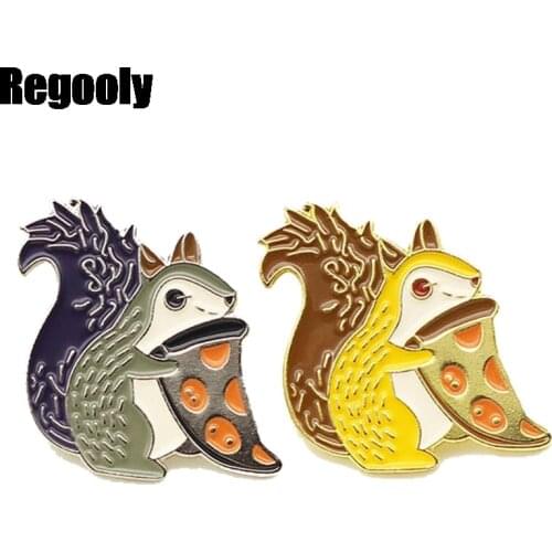 Squirrel Animal Cartoon Anime Girls Metal Enamel Collar Pin Lapel Badge Jewelry Brooch Kids Gifts Accessories couple decorations