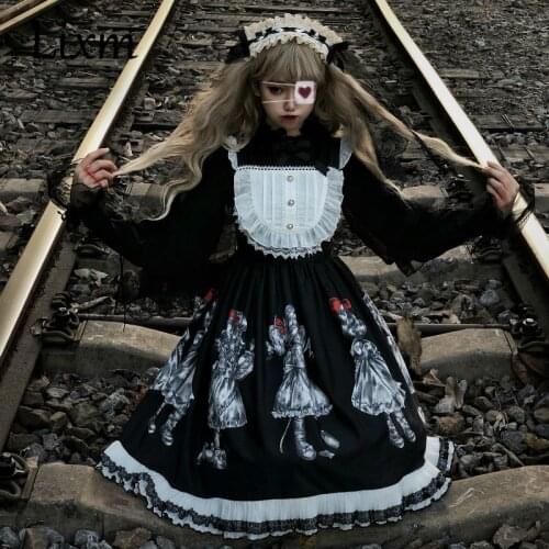 Gothic Lolita Dress Dark Angel Series High Low Lolita JSK Dress by Soufflesong Kawaii Retro Dark Japanese