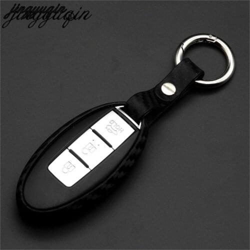Jingyuqin Carbon Fiber Shell Car Remote Key Cover Case For Nissan Qashqai X-Trail Quest Teana Leaf GTR Altima Sentra Pathfinder