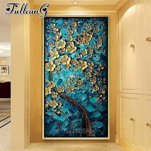 FULLCANG Abstract doodle tree 5d diy full square round drill large diamond painting mosaic embroidery sale home decor FC2524