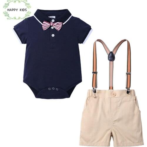 Baby Clothing Set summer Newborn Infant Baby Boy Clothes Suit Overalls+Overalls shorts 2PCS Outfits Set baby Clothing DXT488